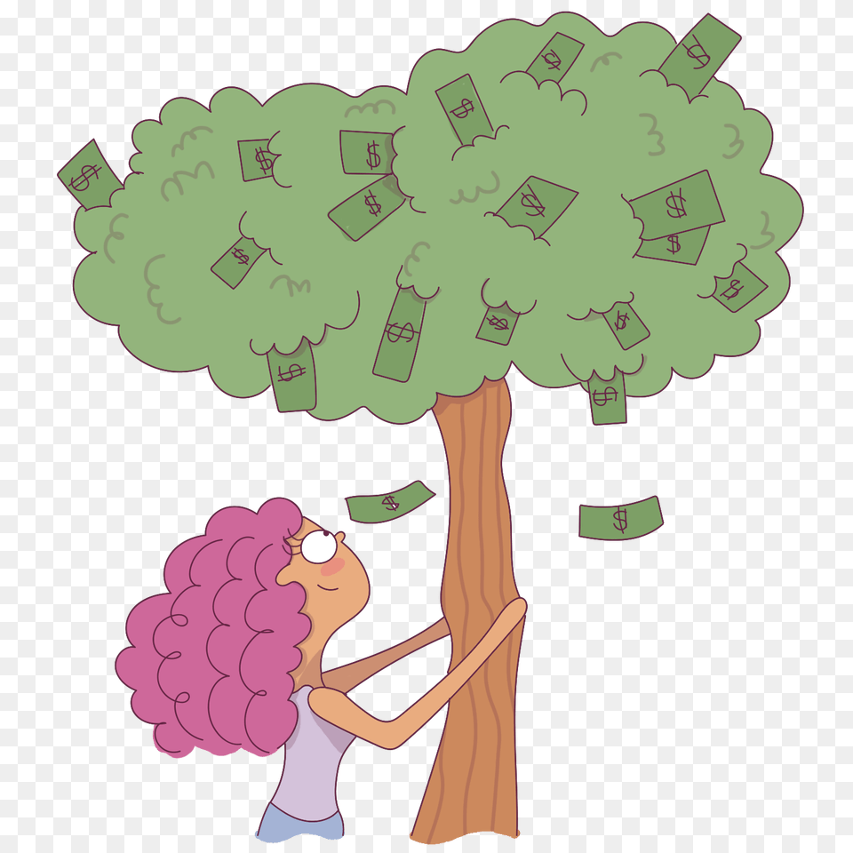 Money Tree, Art, Cartoon, Drawing, Person Png Image