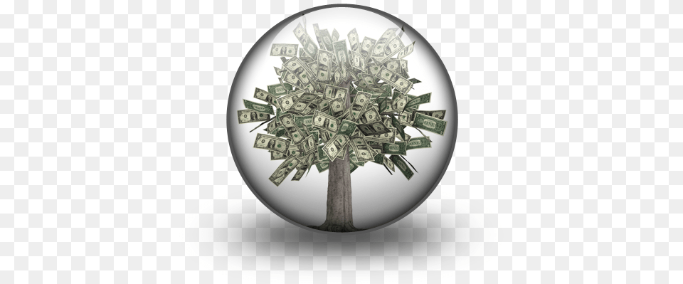 Money Tree Crystal Ball With Money, Dollar Png