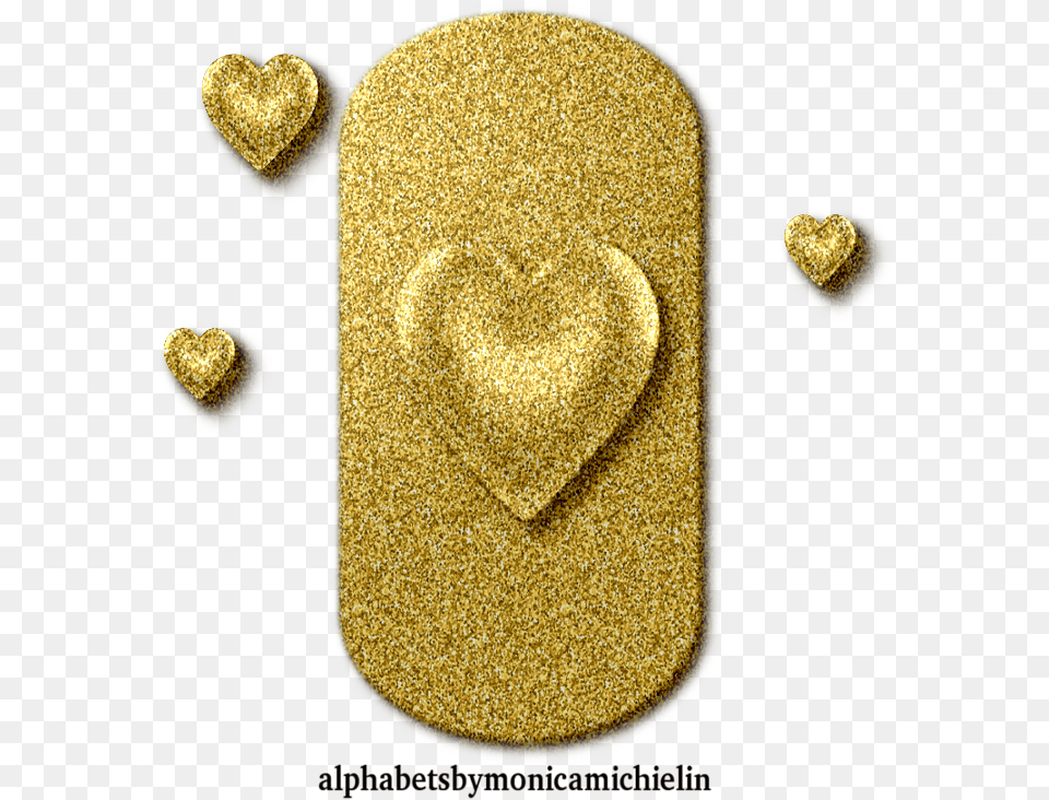 Monica Michielin Alfabetos 3 Golden Glitter Ornament Heart, Gold, Treasure Free Png