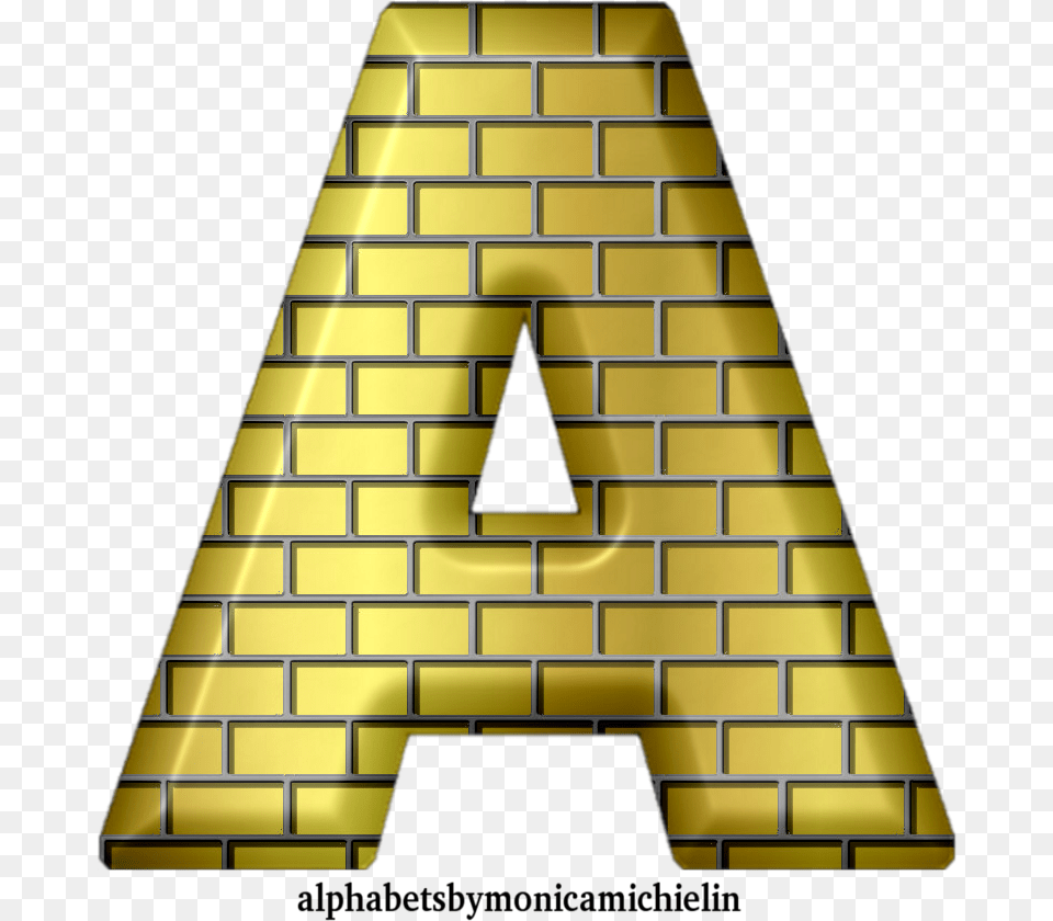 Monica Michielin Alfabetos Golden Bricks Alphabet And Icon Clip Art, Architecture, Brick, Building, Triangle Png Image
