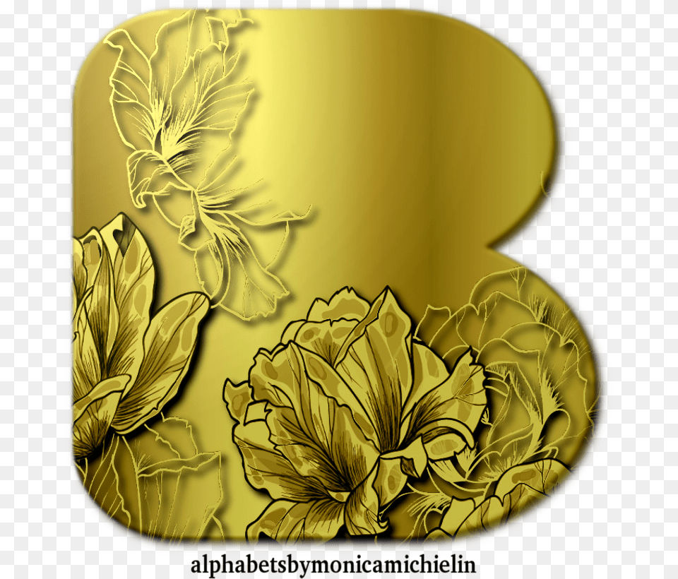 Monica Michielin Alfabetos Golden Flowers Texture Alphabet Floral Design, Art, Floral Design, Gold, Graphics Png Image