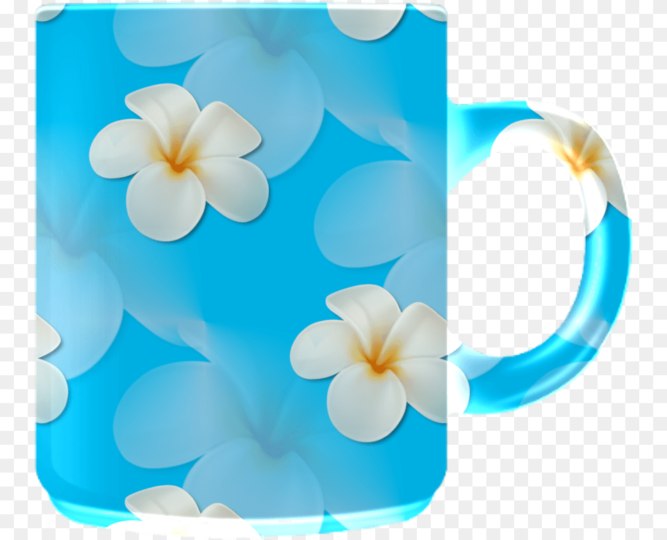 Monica Michielin Alphabets White Flower Plumeria Blue Girly, Cup, Beverage, Coffee, Coffee Cup Png Image