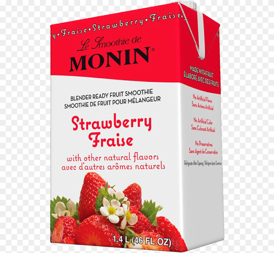 Monin Strawberry Real Fruit Smoothie Mix 46oz Strawberry, Berry, Food, Plant, Produce Free Transparent Png