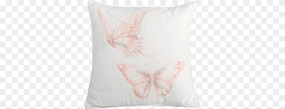 Monique Lhuillier Watercolor Butterfly Dec Pillow Blush Pink Cushion, Home Decor Free Png Download