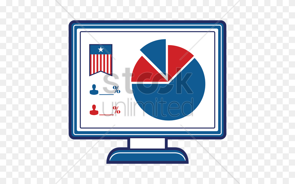 Monitor Showing Pie Chart Of Election Polls Vector Image, Computer Hardware, Electronics, Hardware, Person Png