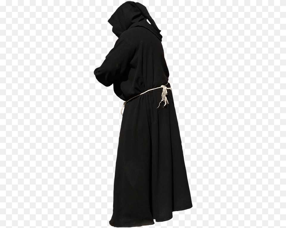 Monk Black Gown Hands Not Visible Hoodie, Adult, Fashion, Female, Person Free Transparent Png