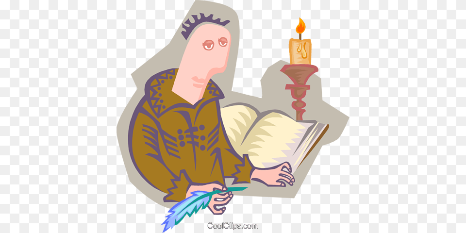Monk With Book By Candlelight Royalty Vector Clip Illustration, Person, Reading, Art, Face Free Transparent Png