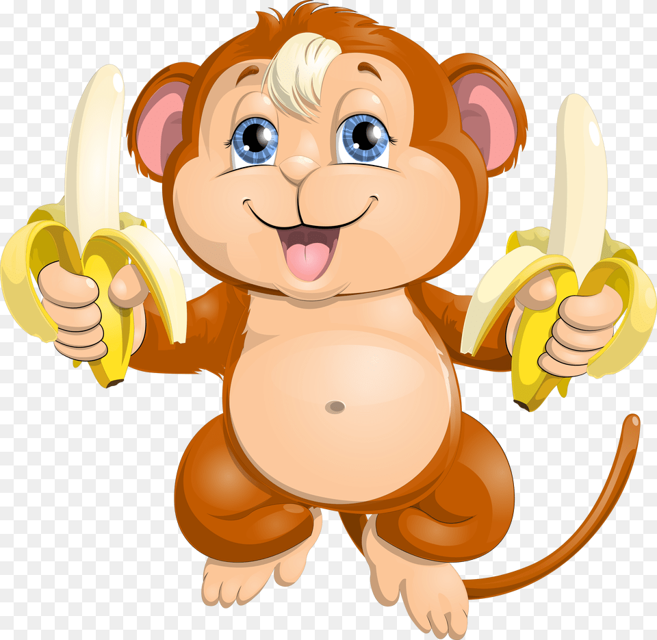 Monkey And Banana, Food, Fruit, Plant, Produce Png Image
