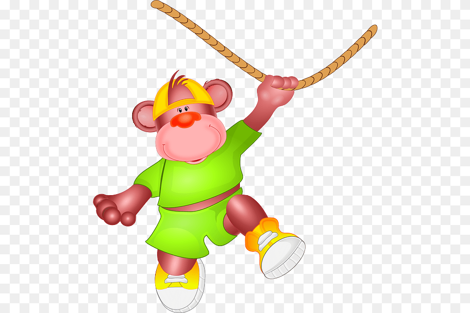 Monkey Ape Animal Hang Loop Swinging Zoo Fun Monkey In Rope Free Png Download