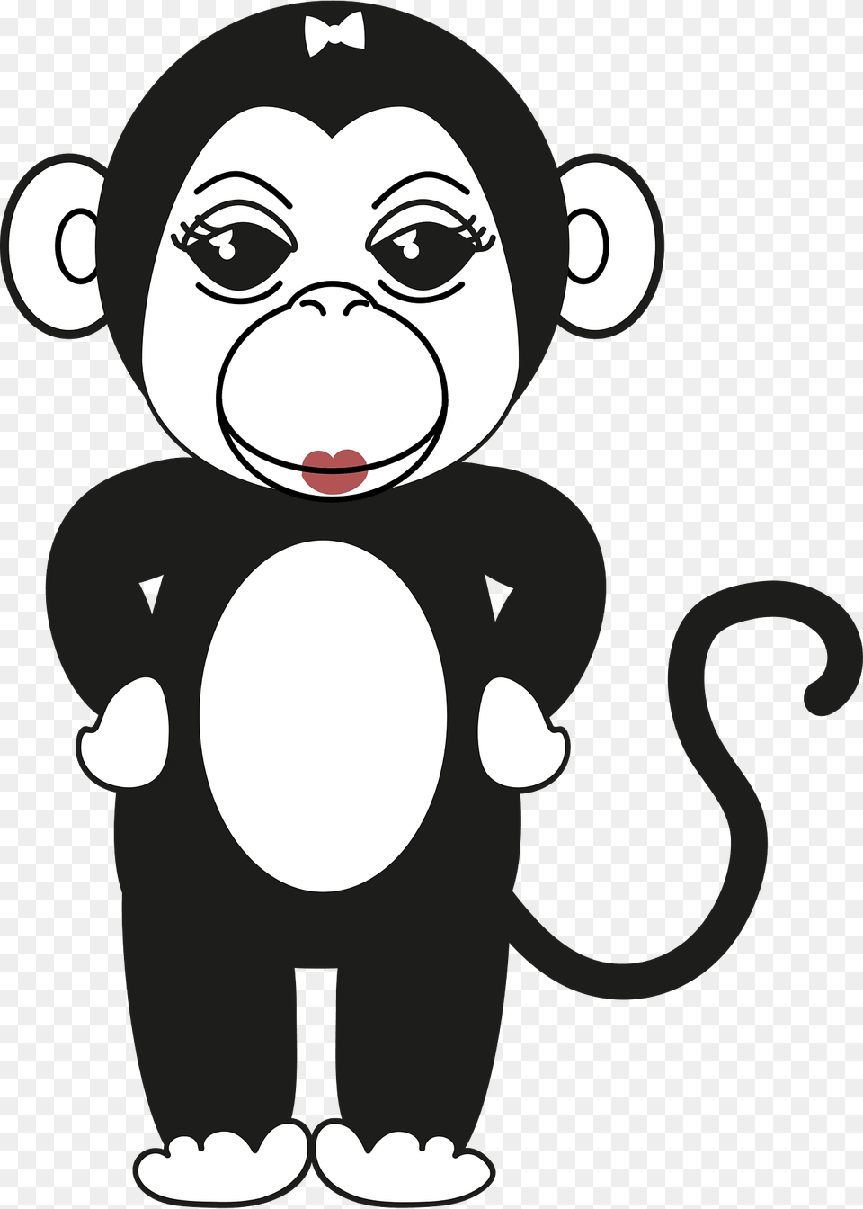 Monkey Black And White Clipart, Face, Head, Person, Baby Free Png