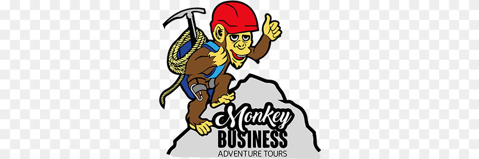 Monkey Business Adventure Tours Hiking, Book, Comics, Publication, Person Png Image