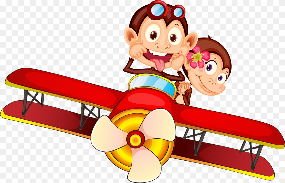 Monkey Cartoon Ape Airplane Cartoon Monkey Cool Funny, Dynamite, Weapon Free Png Download