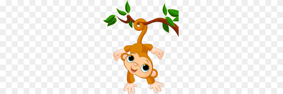 Monkey Cartoon Clipart Group With Items, Leaf, Plant, Animal, Wildlife Free Png Download