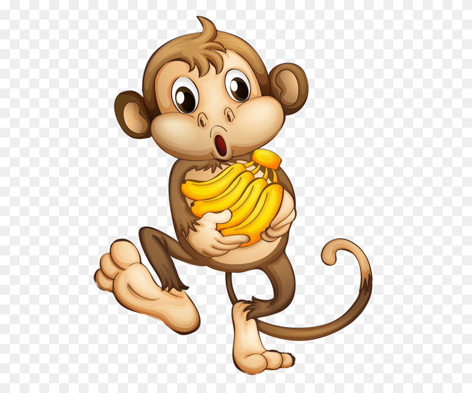 Monkey Clip Art And Cartoon, Banana, Food, Fruit, Plant Free Png