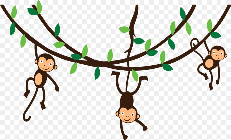 Monkey Clip Art Monkeys Hanging From Vines, Leaf, Plant, Baby, Person Png