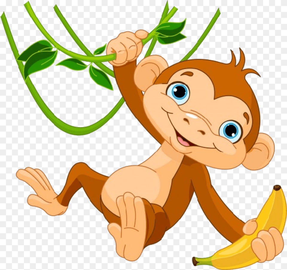 Monkey Clipart, Banana, Food, Fruit, Plant Png