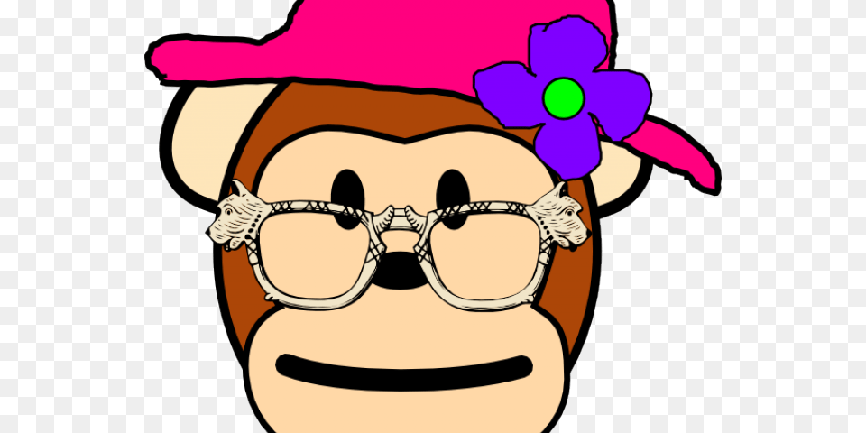 Monkey Clipart Dizzy, Accessories, Purple, Hat, Glasses Free Transparent Png