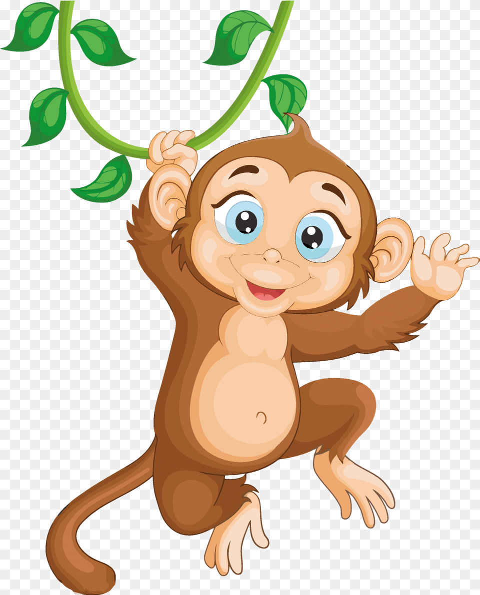 Monkey Clipart Download Cartoon Monkey Hang In Tree Transparent Monkey Cartoon, Animal, Mammal, Baby, Person Png Image