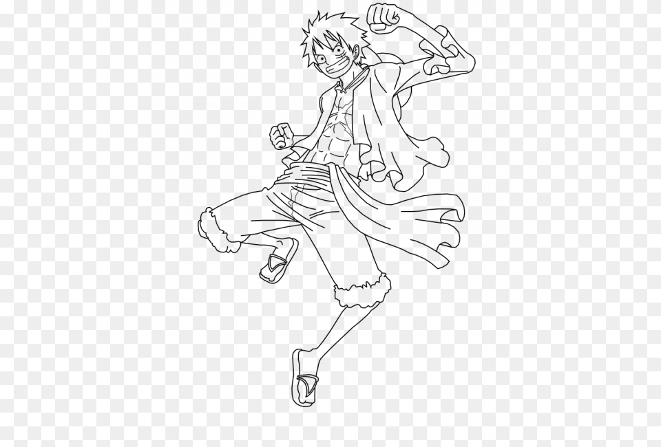 Monkey D Luffy Coloring Pages M7 Monkey D Luffy Outline, Gray Png Image