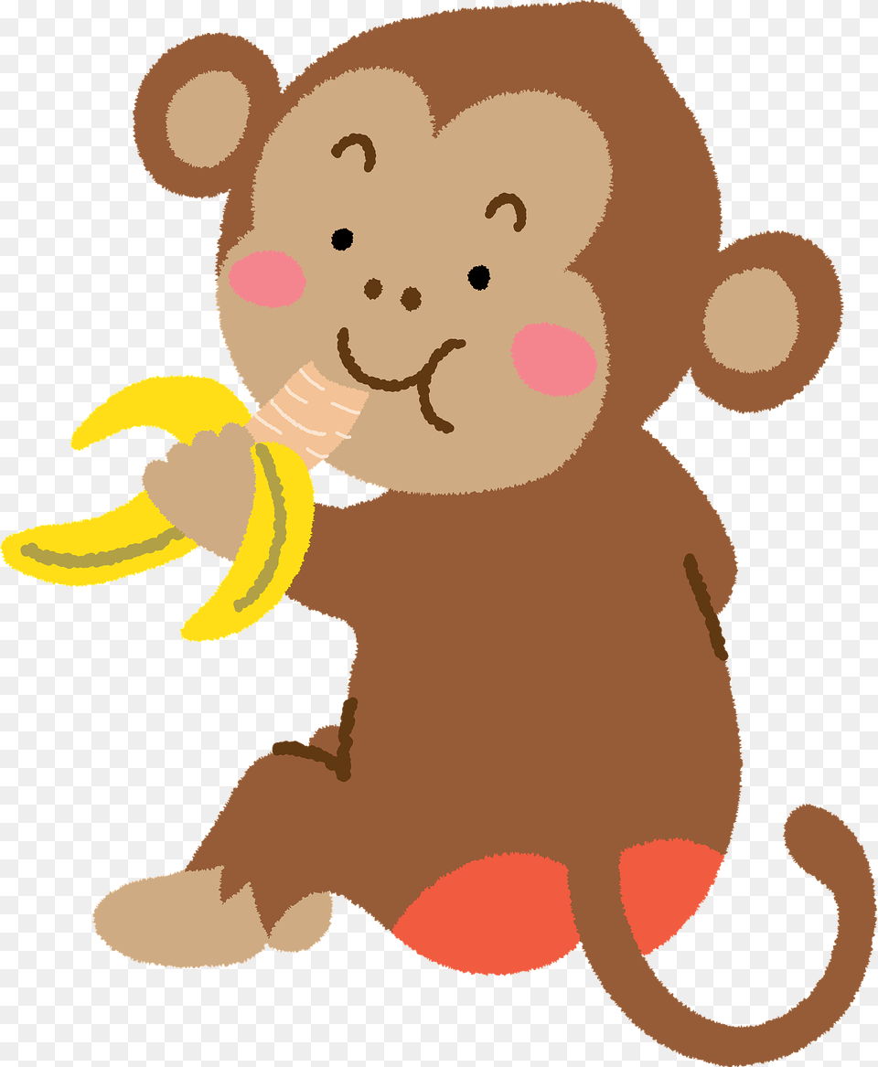 Monkey Eating A Banana Clipart, Produce, Plant, Fruit, Food Free Png