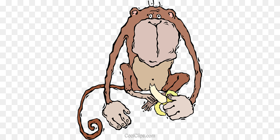 Monkey Eating A Banana Royalty Free Vector Clip Art Illustration, Food, Fruit, Plant, Produce Png