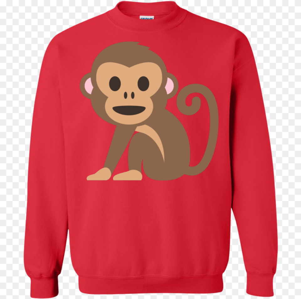 Monkey Emoji Sweatshirt T Shirt, Clothing, Sweater, Knitwear, Sleeve Png Image
