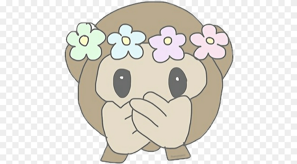 Monkey Emoji Tumblr Flower Drawing Of Emojis Monkey, Cutlery, Animal, Mammal, Pig Free Png