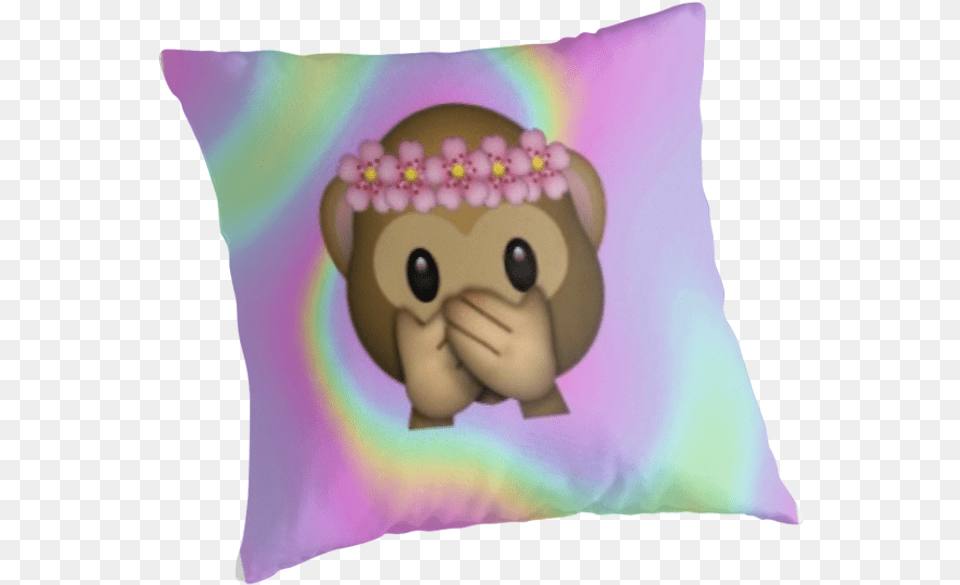 Monkey Emoji With Flower Crown Cushion, Home Decor, Pillow, Toy, Baby Png