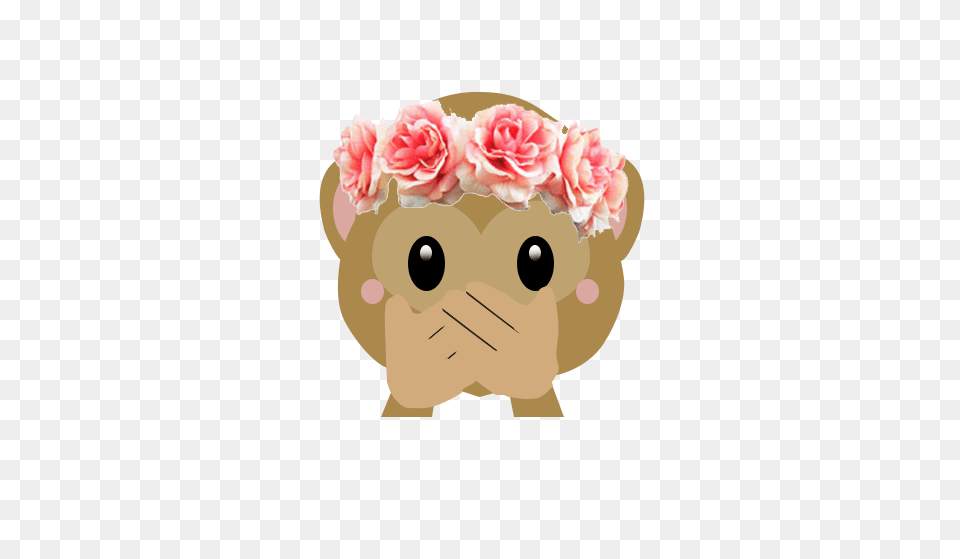 Monkey Emoji With Flower Crown Emoji Flower, Flower Arrangement, Flower Bouquet, Plant, Rose Free Transparent Png