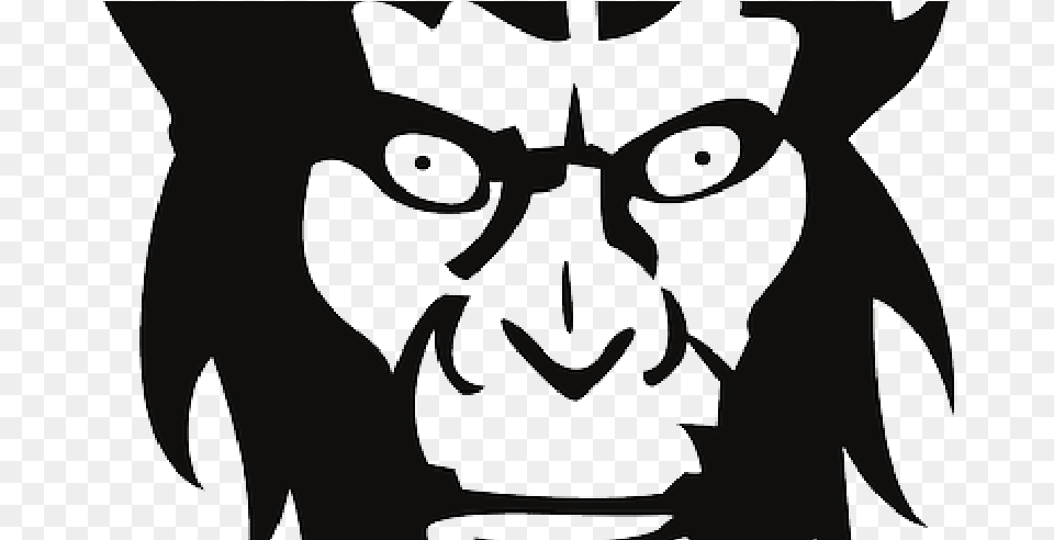 Monkey Face Animal Creepy Fur Serious Public Domain Monkey, Person, Stencil, Emblem, Symbol Free Png Download