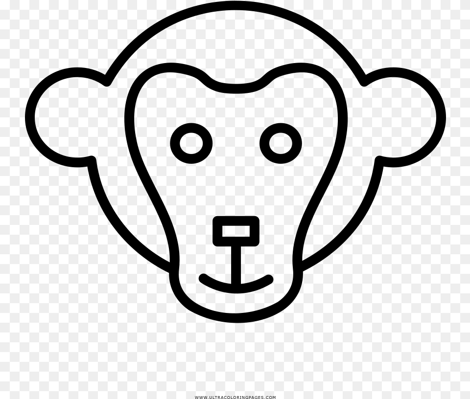 Monkey Face Coloring, Gray Png