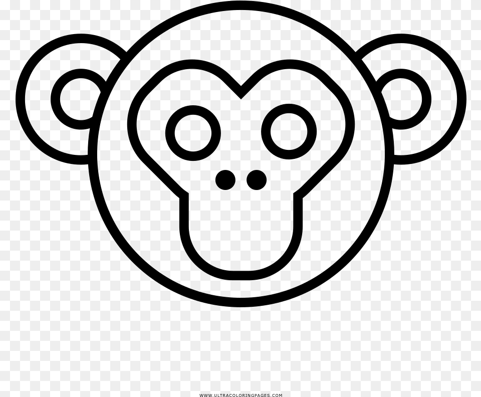 Monkey Face Coloring Page, Gray Free Transparent Png
