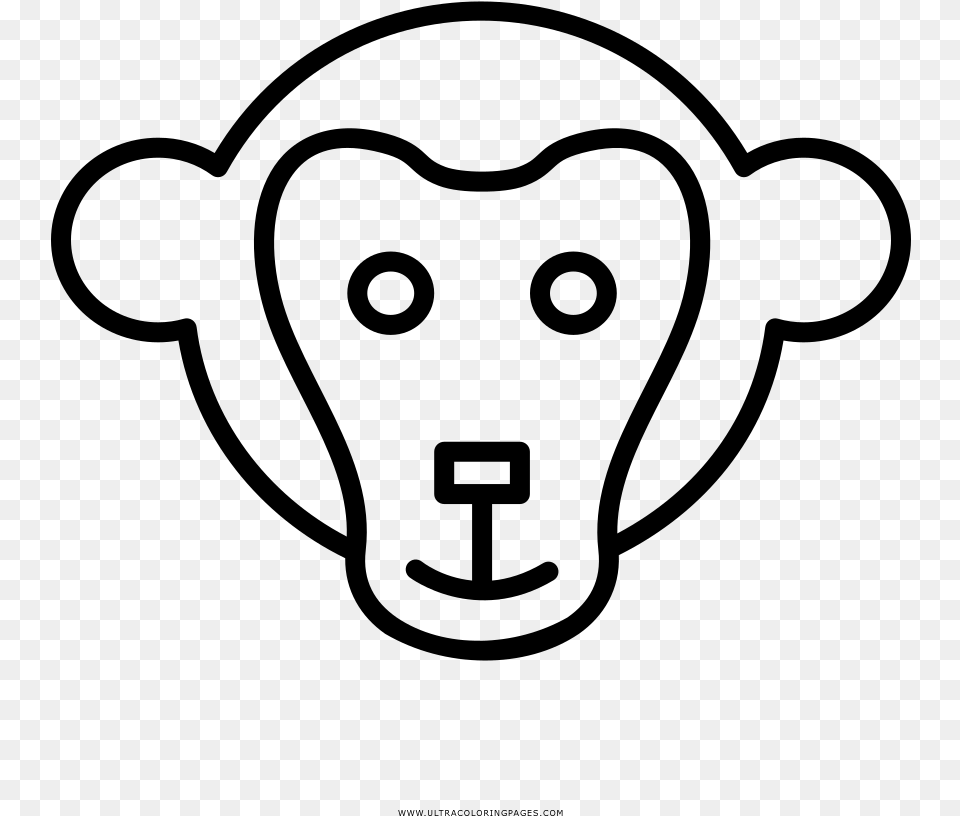 Monkey Face Coloring Page, Gray Free Transparent Png