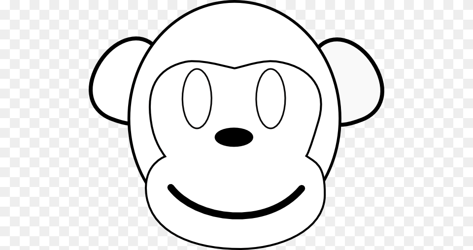 Monkey Face Outline Clipart Monkey No Hat Clipart Black And White, Stencil, Ammunition, Grenade, Weapon Free Png Download