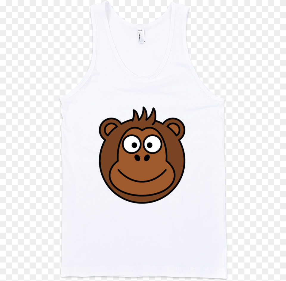 Monkey Fine Jersey Tank Top Unisex By Itee White Top Front Transparent Background, Animal, Bear, Clothing, Mammal Free Png