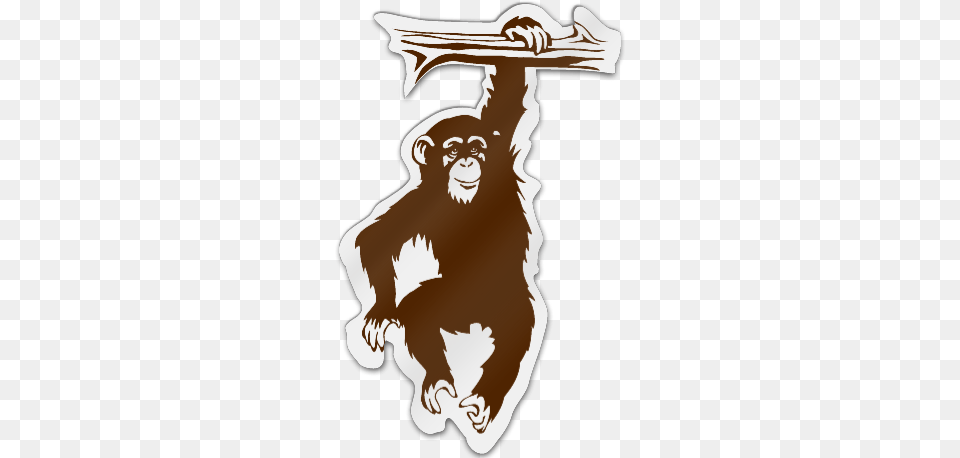 Monkey Hanging Shaped Magnet Chimpanzee Clipart Black And White, Baby, Person, Animal, Ape Png Image