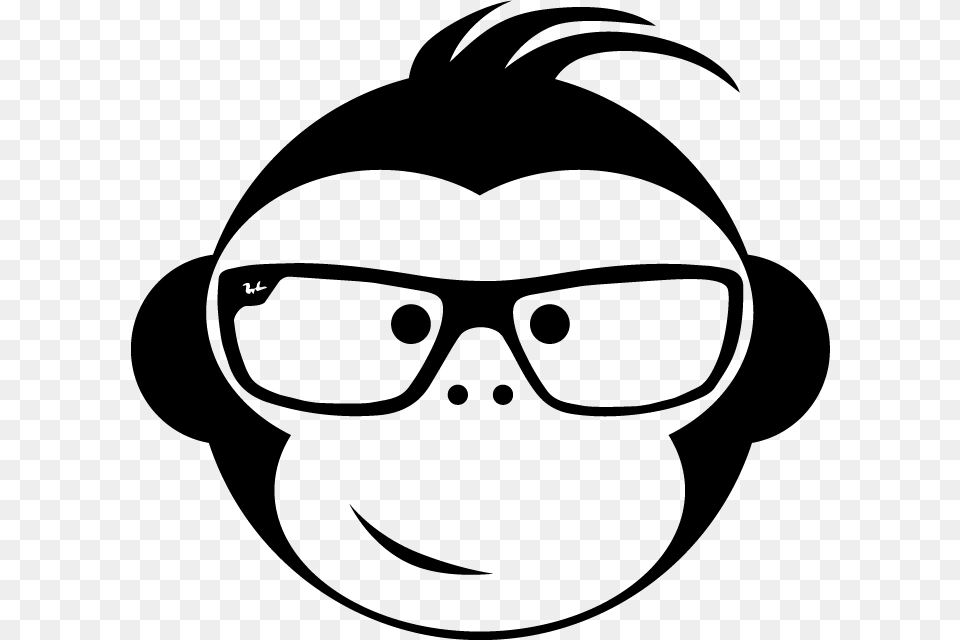 Monkey Head Black And White, Accessories, Glasses, Stencil, Sunglasses Free Transparent Png