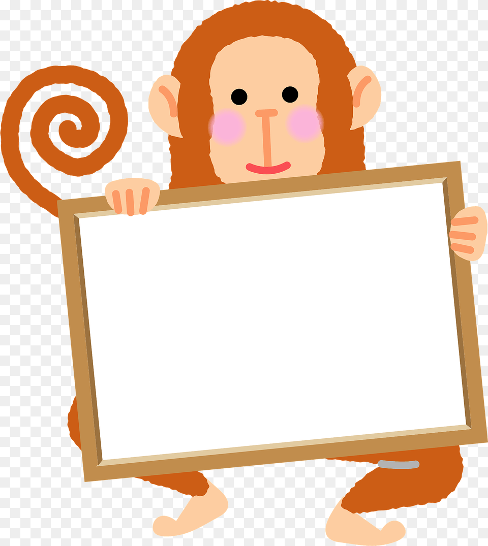 Monkey Holding A Blank Message Board Clipart, White Board, Face, Head, Person Free Transparent Png