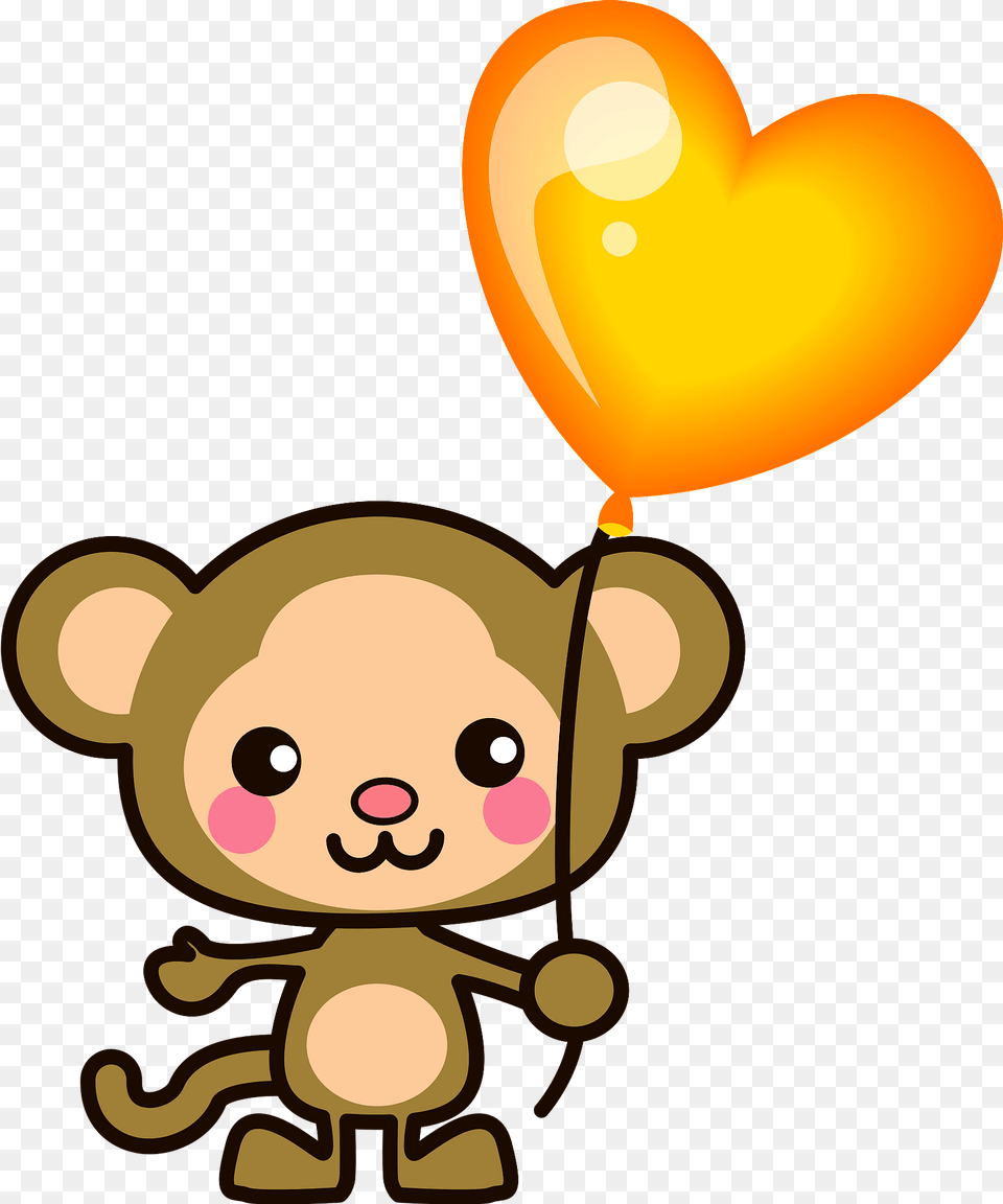 Monkey Is Holding A Heart Balloon Clipart, Animal, Bear, Mammal, Wildlife Png Image