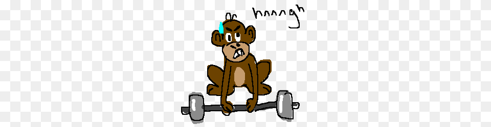 Monkey Is Too Weak To Lift Weight Bar Drawing, Baby, Person, Face, Head Png