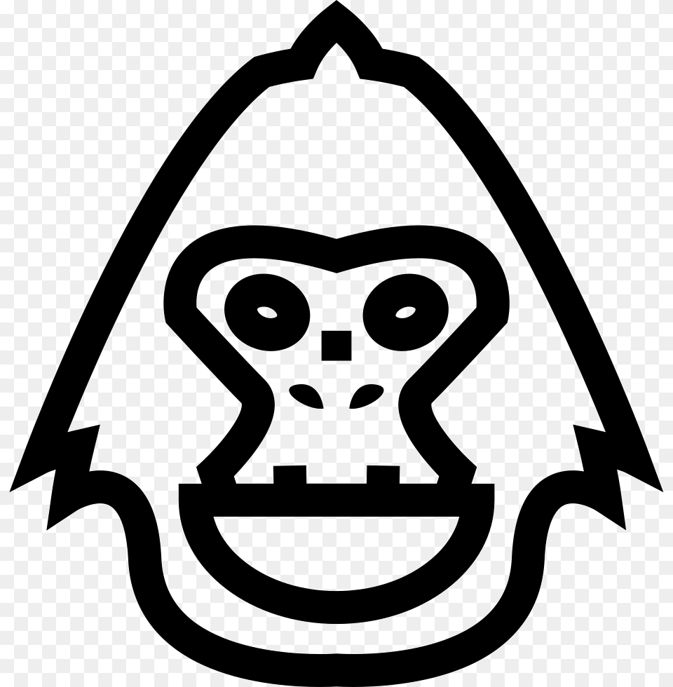 Monkey Mammal Face Outline Front Monkey Face Vector Side, Stencil, Logo, Ammunition, Grenade Free Png Download