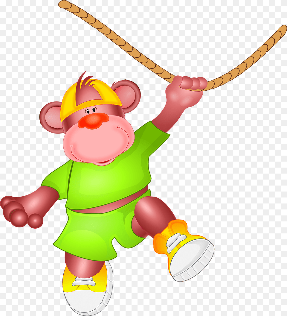 Monkey Sportsman Hanging From Rope Clipart, Baby, Person, Cartoon Free Transparent Png