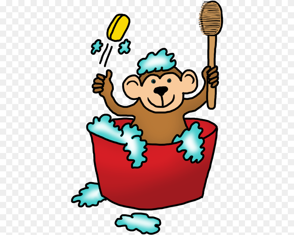 Monkey Taking A Bath Adventures Of Toto, Baby, Person, Brush, Device Png