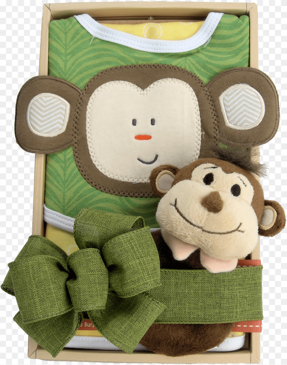 Monkey Themed Baby Set Plush, Toy, Applique, Pattern, Cushion Free Png Download