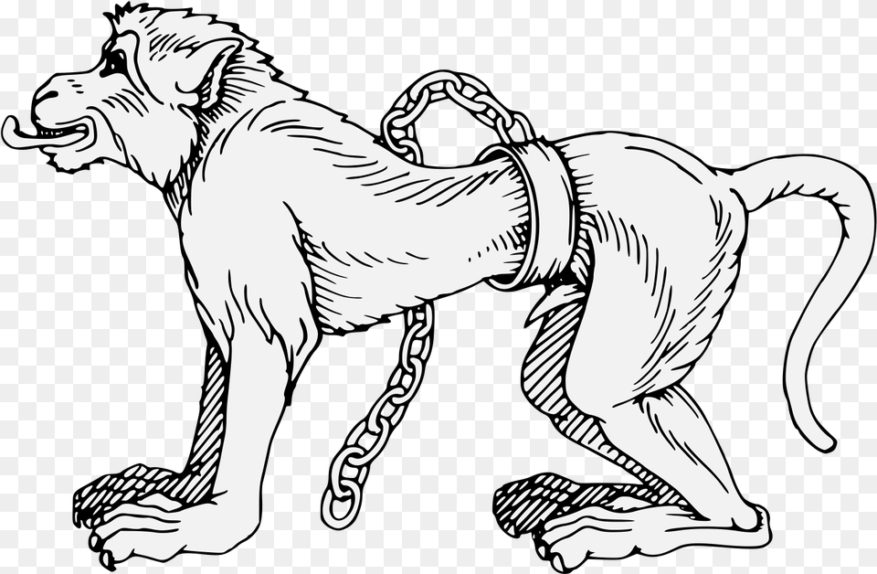 Monkey Traceable Heraldic Art Animal Figure, Person, Stencil, Lion, Mammal Png Image