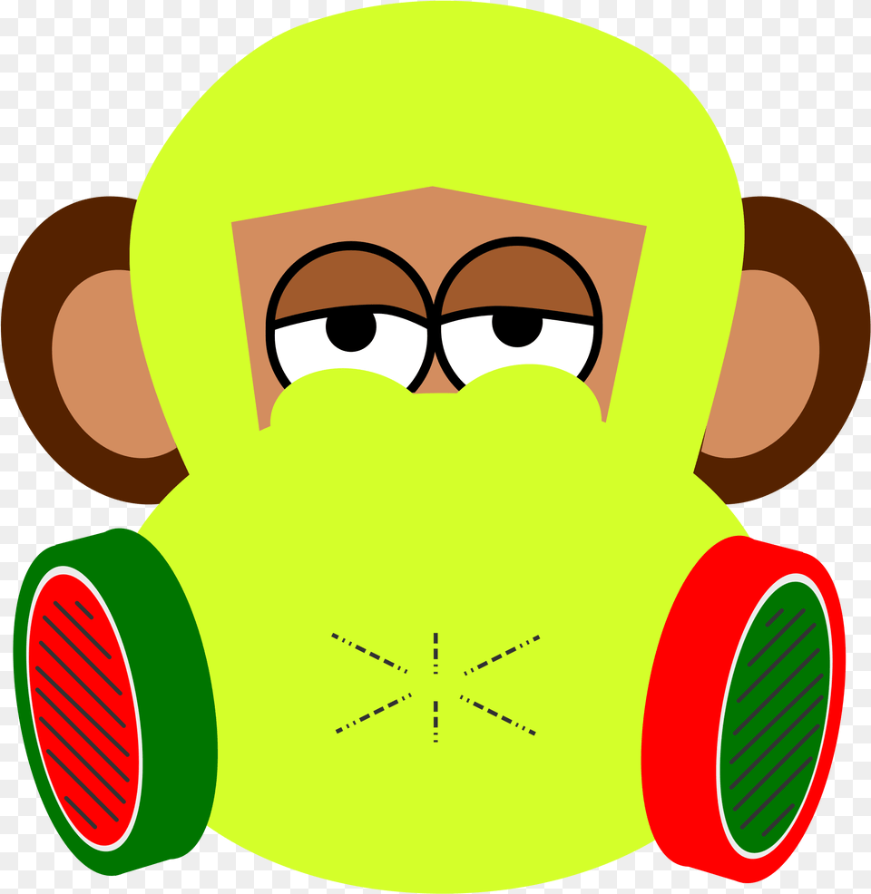Monkey Wears Gas Mask Clip Arts Clip Art Gas Mask, Green, Plant, Grass, Person Free Png