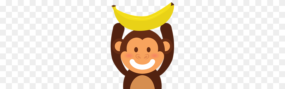 Monkey With Banana, Food, Fruit, Plant, Produce Free Png