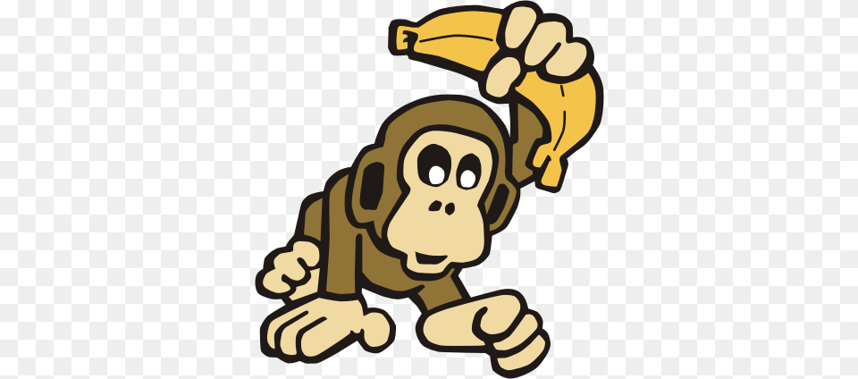 Monkey With Banana Clip Art, Produce, Plant, Food, Fruit Png