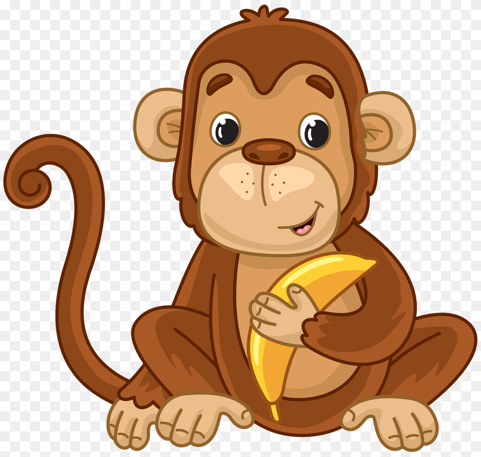 Monkey With Banana Clipart, Baby, Person, Head, Face Free Transparent Png