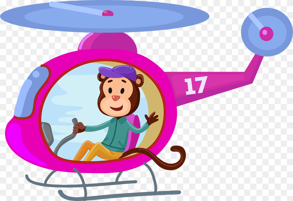 Monkey With Helicopter Clipart, Aircraft, Transportation, Vehicle, Animal Png